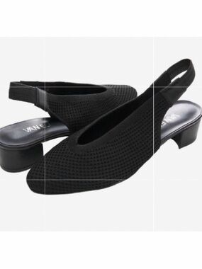 Vaneli Black Knit Slingback Block Heel Pumps woman 9 narrow comfort stretch